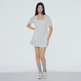 Strap square-neck mini dress