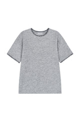 キルステッチセミマッスルフィットニットショートスリーブTシャツ