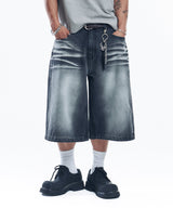 Cross Stud Denim Pants - Black