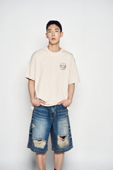 25SS ADLV サターンロゴ半袖Tシャツ ダークベージュ