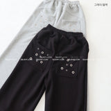 Punching eyelet string wide pants