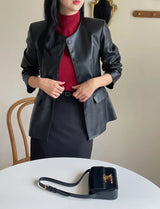 Arc Round Leather Jacket