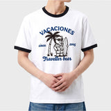 エッセンシャルスタンダード半袖リンガーTシャツ Travel Bear ホワイト