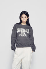 24FW オールドスクールクラックプリンティングクロップナッピングズリースウェットシャツチャコール
