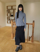ストライプ タートルネック ティー(NAVY)