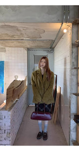 Olive Mo'Hair Boxy Fit Warm Jacket