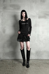 フリンジラップレザースカート #BLACK