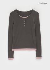 [MADE] Yusia Layered Snap Long Sleeve T-shirt
