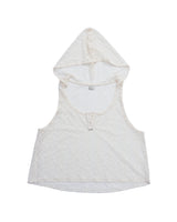 ethnic lace hoodie sleeveless / white