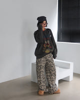 leopard leopard wide long pants