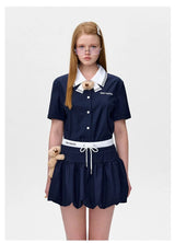 13DE MARZO Bear Sailor Collar Shirt