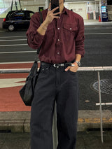 Herringbone Loose regular pants