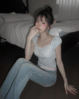 [MADE] Chewing Lace Shirring Tee
