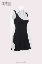 Seri collar sleeveless flare dress