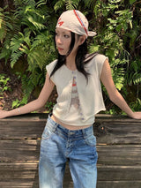 Design Sleeveless Knitwear Two-piece Cardigan Set