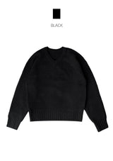 [UNISEX] オーバーフィットVネックヘラベーシックラグランニット (9 colors)
