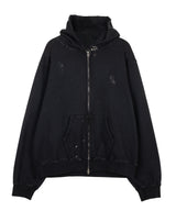 カットダメージウォッシングフードジップアップ [ BLACK ]