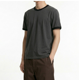 エッセンシャルスタンダード半袖リンガーTシャツ チャコール