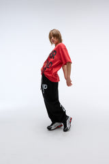 Weekend warrior typography printing long pants (Black)