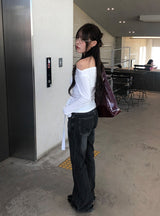 シンセビンテージウォッシュ加工ブーツカットデニムパンツ