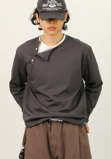 LOOR サイドヘンリーネッククロップロングスリーブ