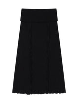 リブド ロング スカート(BLACK)