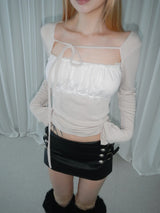 lily mesh shirring bolero top(2 color) 