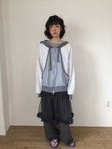 Block Cutout Hoodie Zip-Up