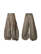 RELABEL Spatial Relations (Multi-Layered) Jacquard Stripe Drapey Loose-Fit Pleated Curved Sword-Cut Trousers