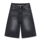 ベーシックウォッシュバミューダデニムパンツ (black)