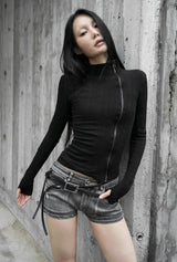 26FW★ OFFSET RIB HIGH NECK ZIP-UP