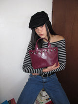 【即日発送】Sunday Tote Bag (eyelet wide)(plum)