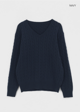 [MADE] Anton Cable V-Neck Knit