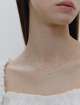 26SS★ Essence Silver (W) Moissanite Flower Dainty Necklace
