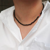 Men's Necklace Black Beads_CLEF TREMOLO NEC