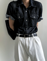 Western summer denim short-sleeved shirt