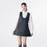 Wool button mini dress 003