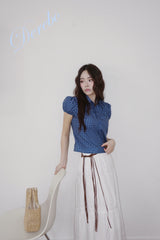 Cotton Punching Banded Waist Long Skirt