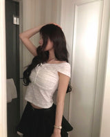 jazz all-off shirring lace top