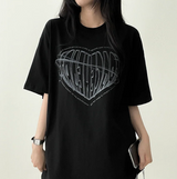 フェイスハートボクシーフィット半袖Tシャツ
