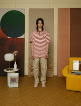 Brown Leather Academic Cap C Patch Pink Stripe Polo Short Sleeve Tee [Unisex]
