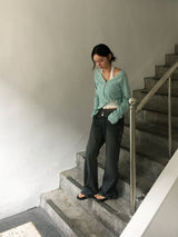 Chloe Button Roll Up 3/4 sleeve 2-Way Vneck (5c)