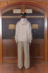 SHELL BUTTON KNIT HOOD OATMEAL