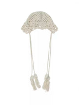 Beige knit hat, bucket hat