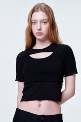 Cross cut top Black