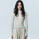 MASH FLOWER PATTERN TOP_MINT