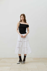 SHERRY UNBALANCE SHIRRLING TOP / BLACK