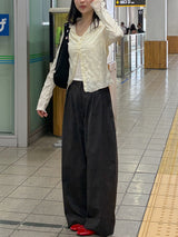 Shining Wrinkle Collar Blouse