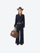 13DE MARZO Bear Denim Jumpsuit Navy Blue