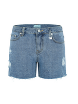 Damage Roll-Up Micro Denim Shorts